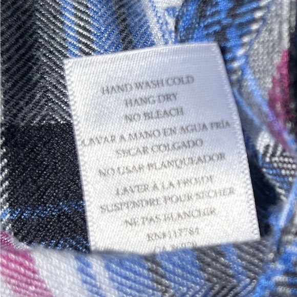 Rails Revolve Women’s XS Button Down Hunter Plaid Flannel Ivory Bluebell - Picture 8 of 10